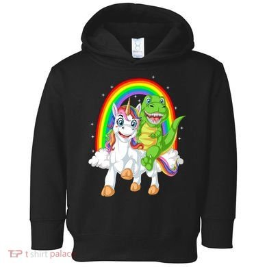Dinosaur Riding Unicorn Toddler Hoodie