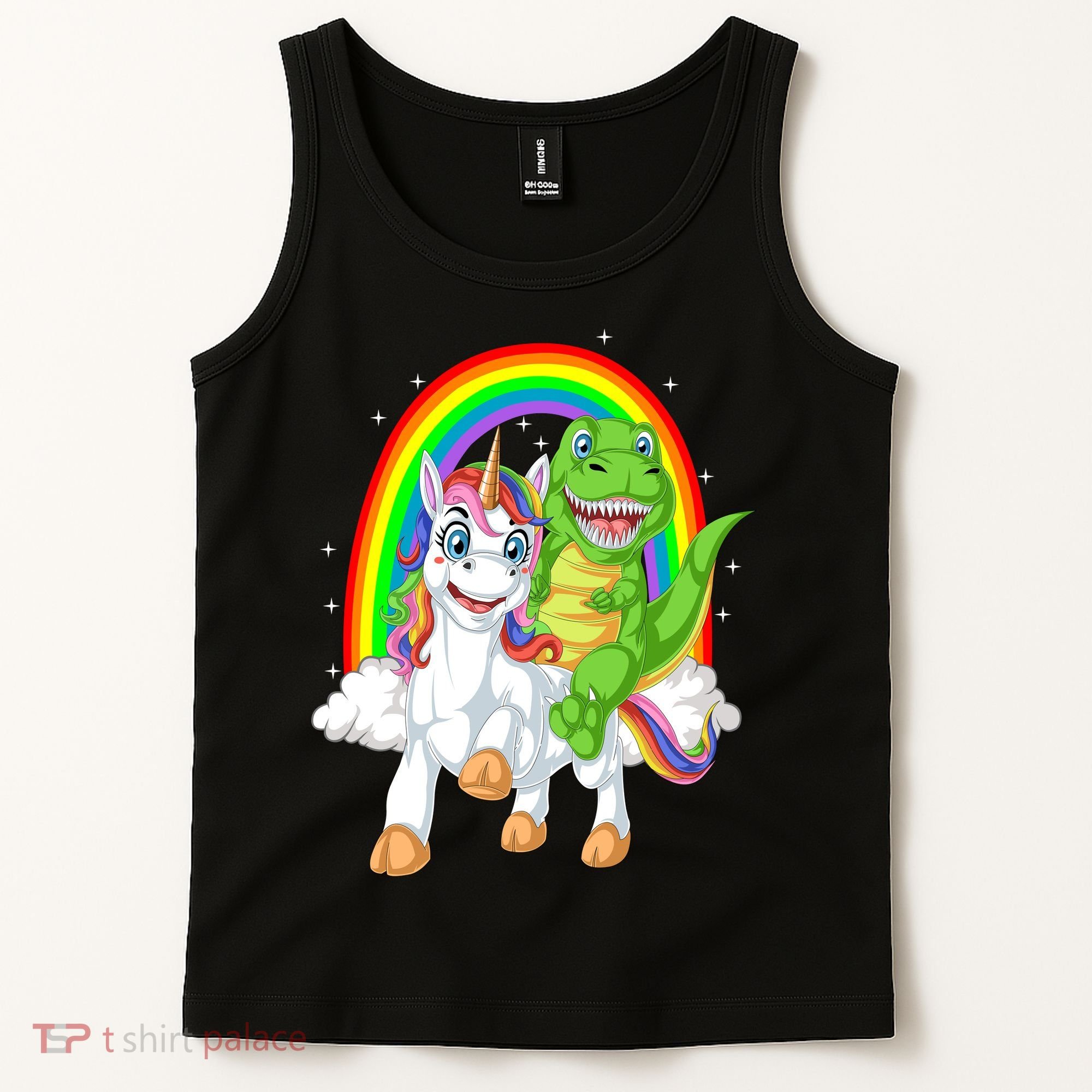 Dinosaur Riding Unicorn Tank Top