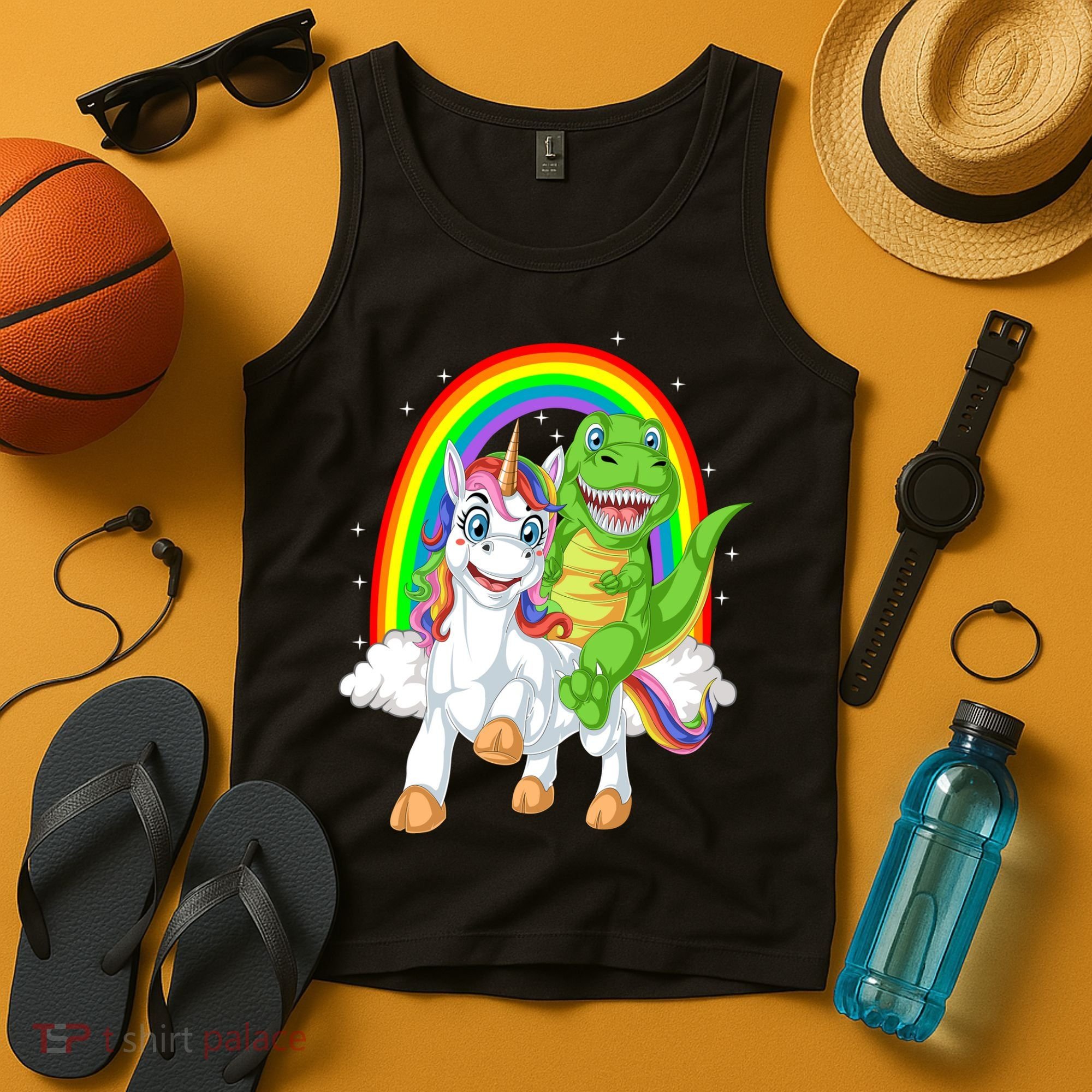 Dinosaur Riding Unicorn Tank Top