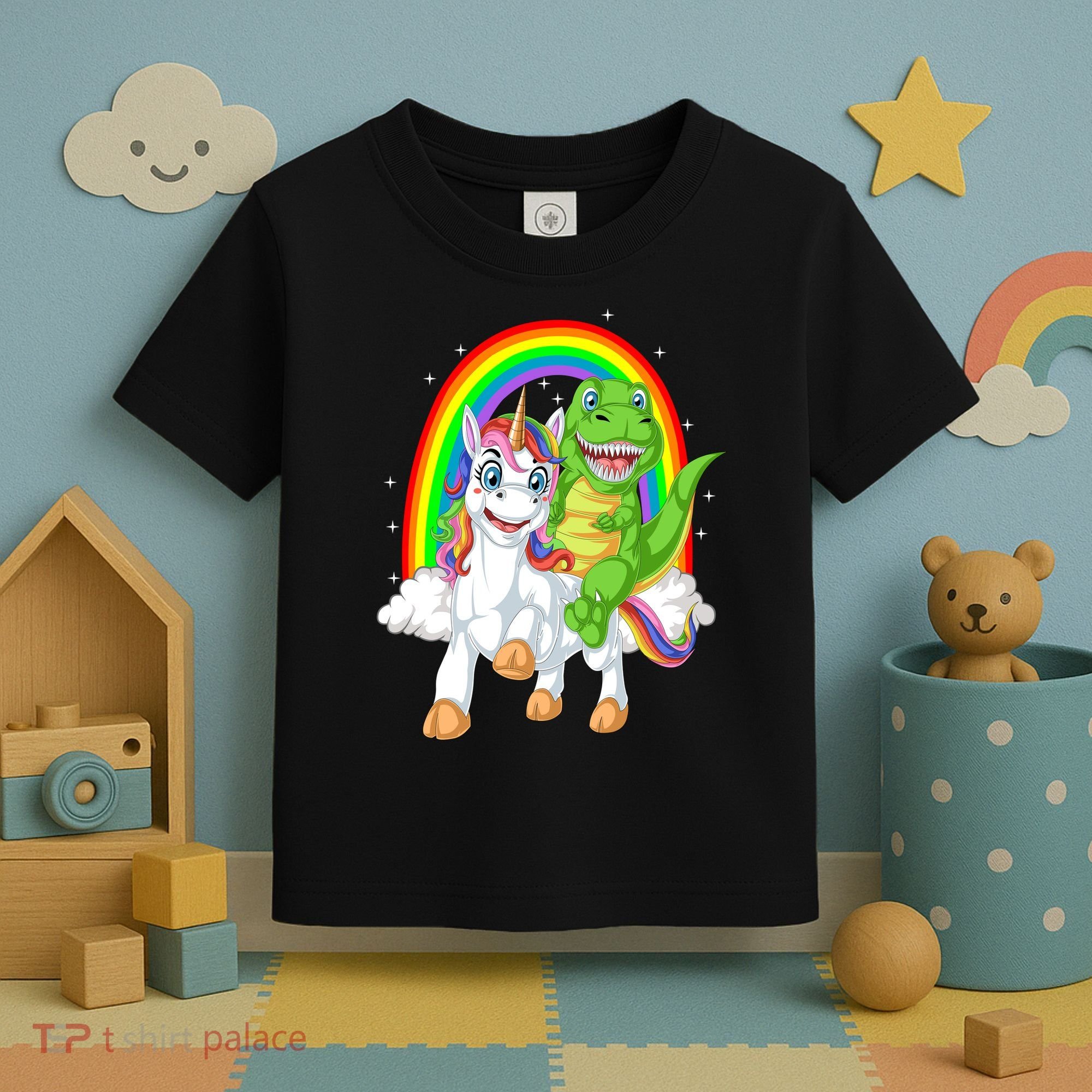 Dinosaur Riding Unicorn Toddler T-Shirt