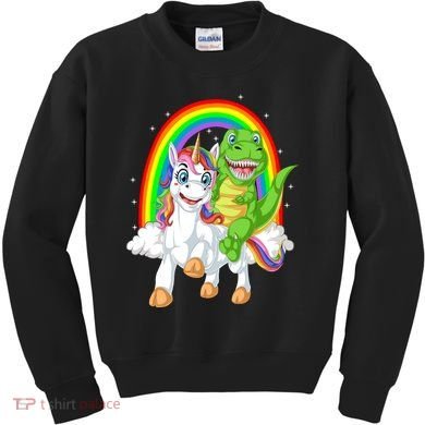 Dinosaur Riding Unicorn Kids Sweatshirt