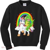 Dinosaur Riding Unicorn Kids Sweatshirt thumb 0
