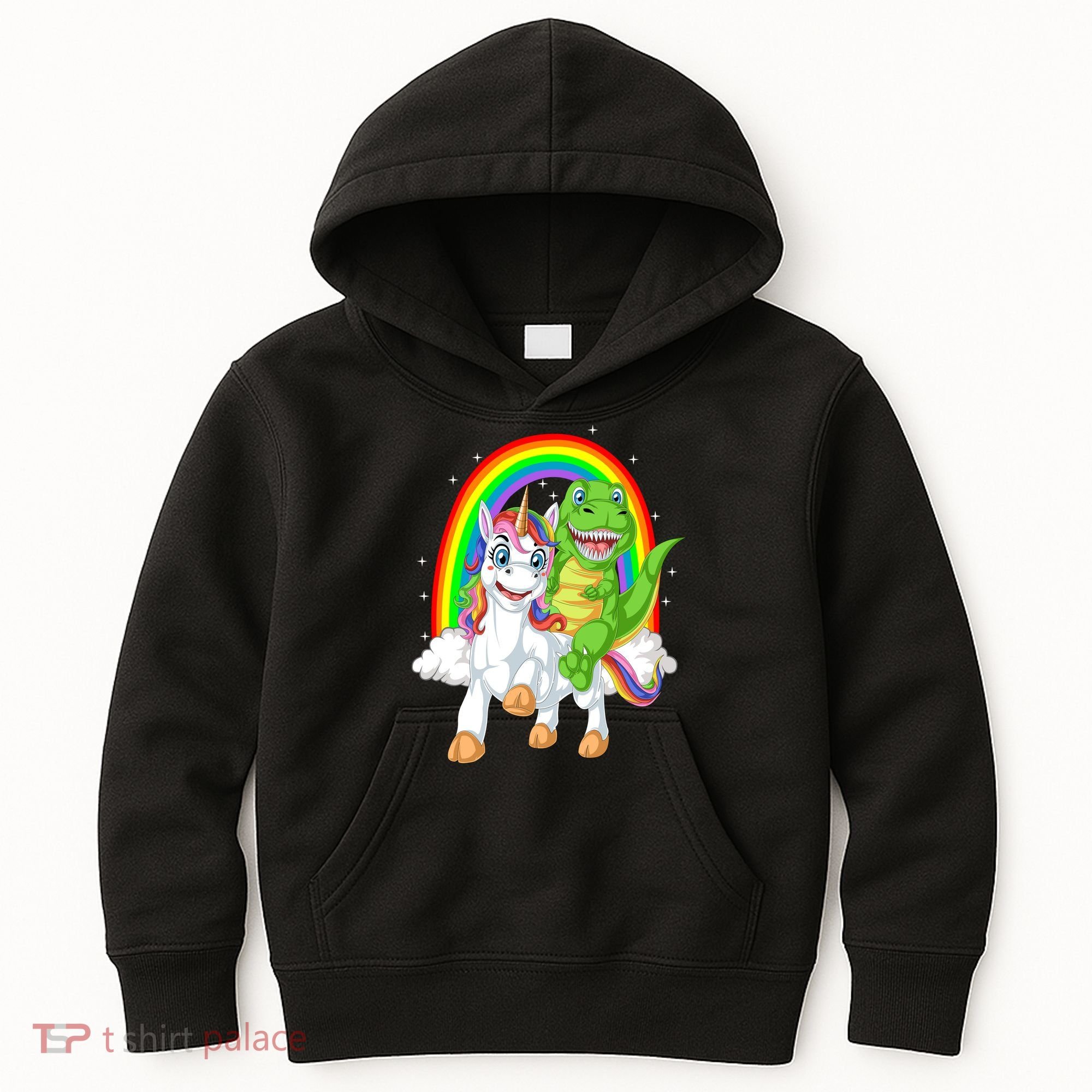 Dinosaur Riding Unicorn Kids Hoodie
