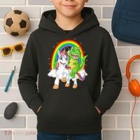 Dinosaur Riding Unicorn Kids Hoodie thumb 2