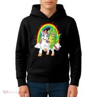 Dinosaur Riding Unicorn Kids Hoodie thumb 4