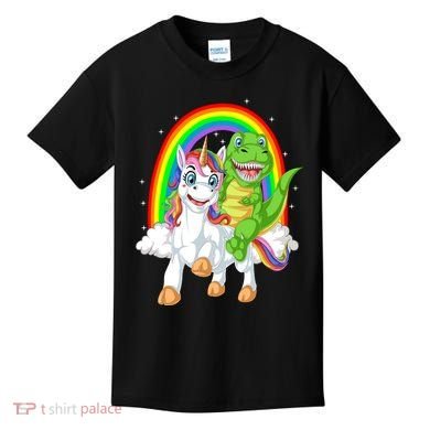 Dinosaur Riding Unicorn Kids T-Shirt
