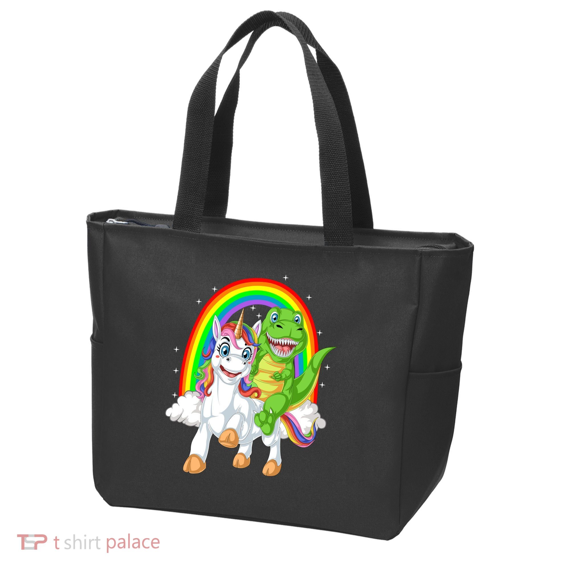 Dinosaur Riding Unicorn Tote Bag