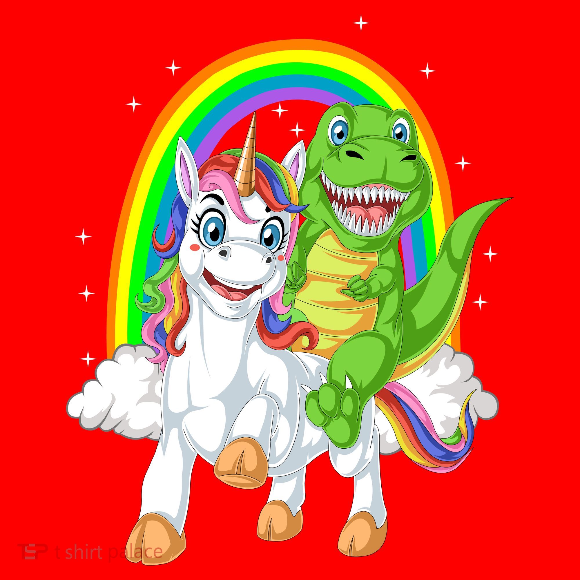 Dinosaur Riding Unicorn Santa Hat