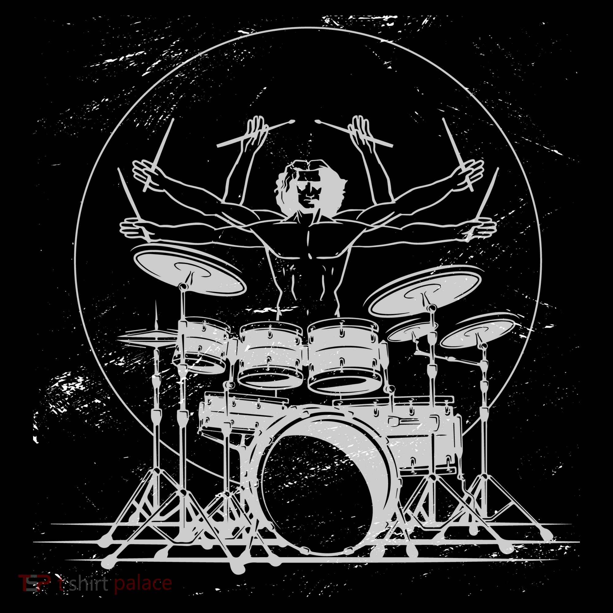 Drummer Playing Rock Band Illustration Bucket Hat