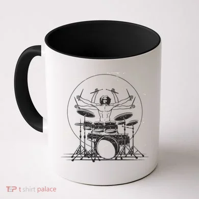 Drummer Playing Rock Band Illustration Coffee Mug