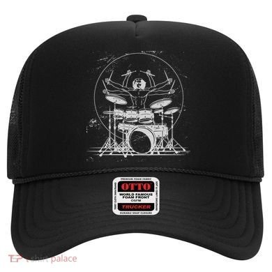 Drummer Playing Rock Band Illustration Hat