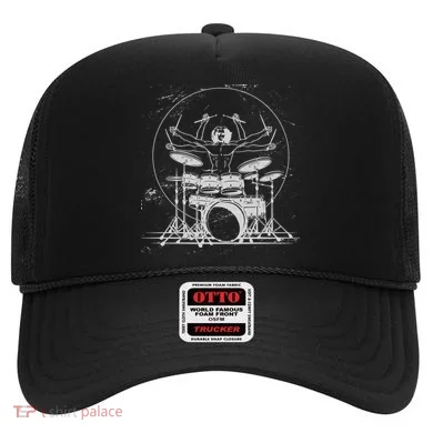 Drummer Playing Rock Band Illustration Hat