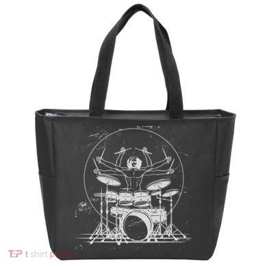 Drummer Playing Rock Band Illustration Tote Bag
