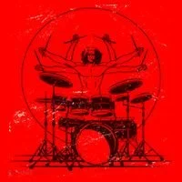 Drummer Playing Rock Band Illustration Santa Hat thumb 1