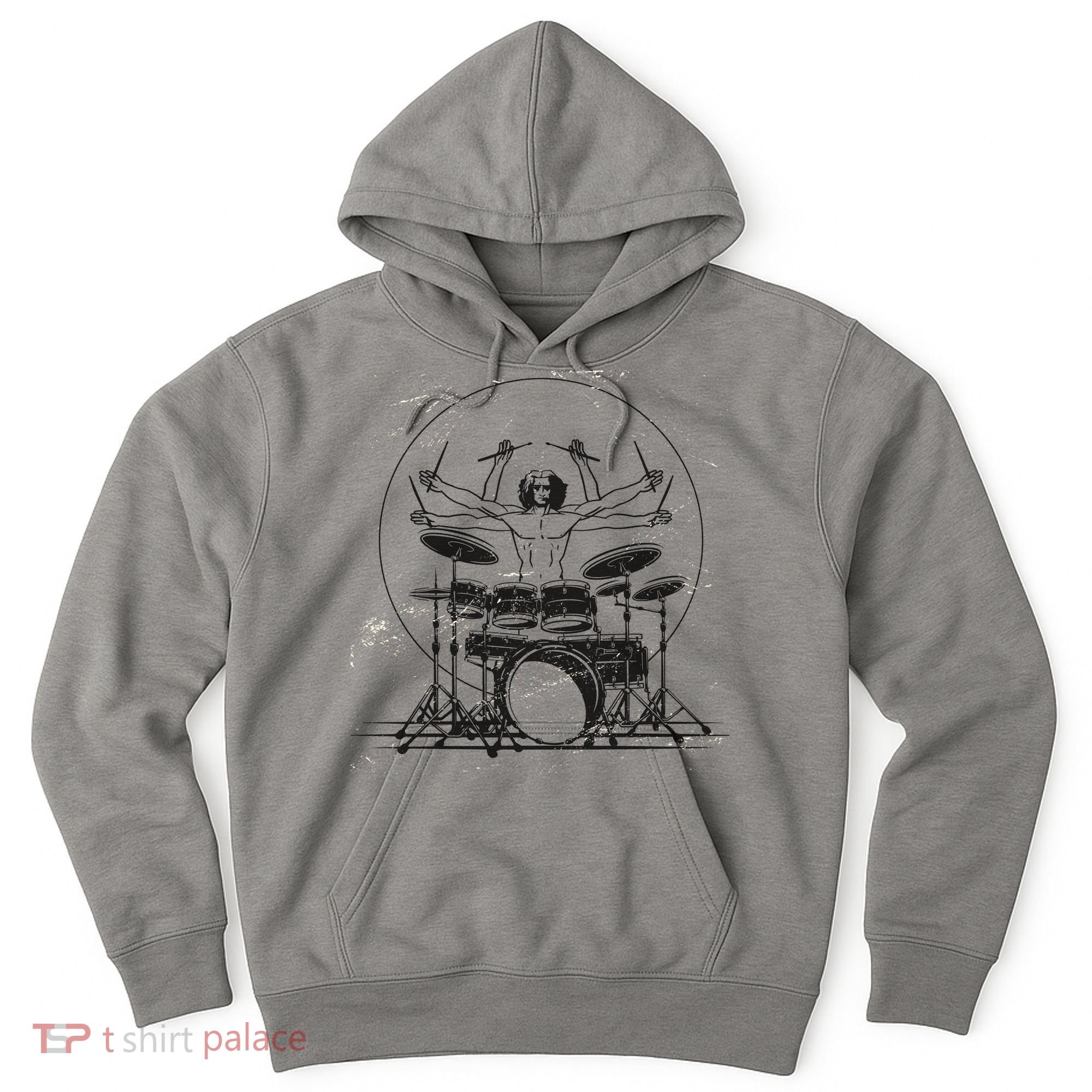 Drummer Playing Rock Band Illustration Hoodie