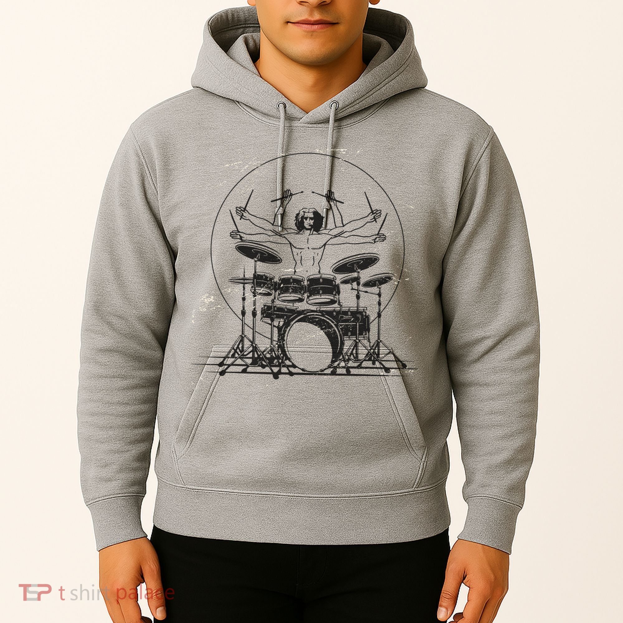 Drummer Playing Rock Band Illustration Hoodie