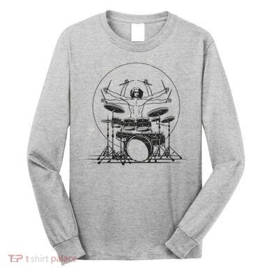 Drummer Playing Rock Band Illustration Long Sleeve Shirt