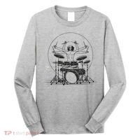 Drummer Playing Rock Band Illustration Long Sleeve Shirt thumb 0