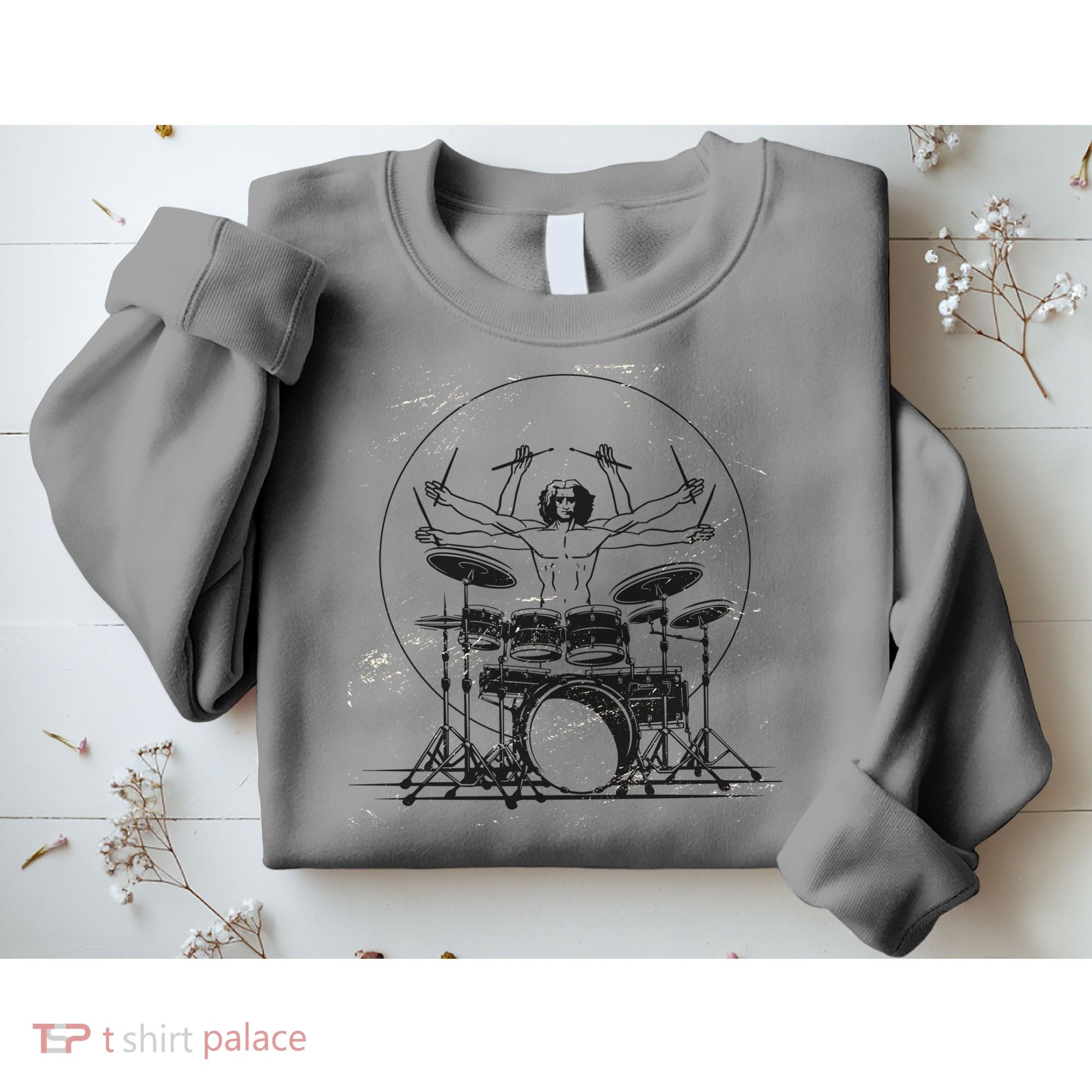 Drummer Playing Rock Band Illustration Sweatshirt