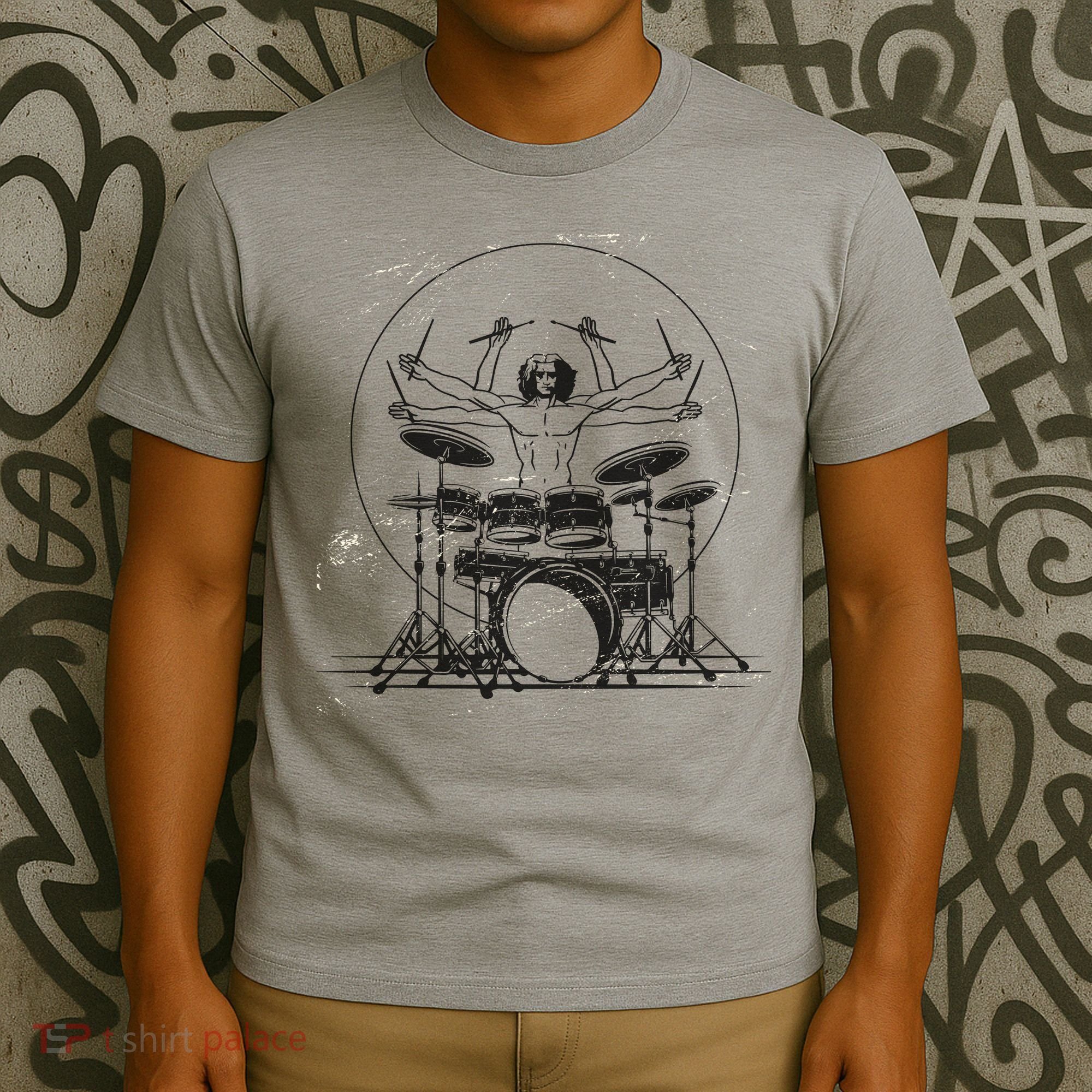Drummer Playing Rock Band Illustration T-Shirt