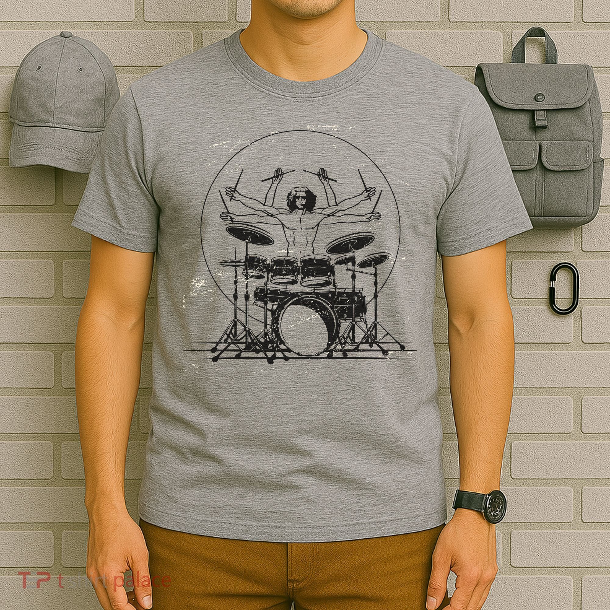 Drummer Playing Rock Band Illustration T-Shirt