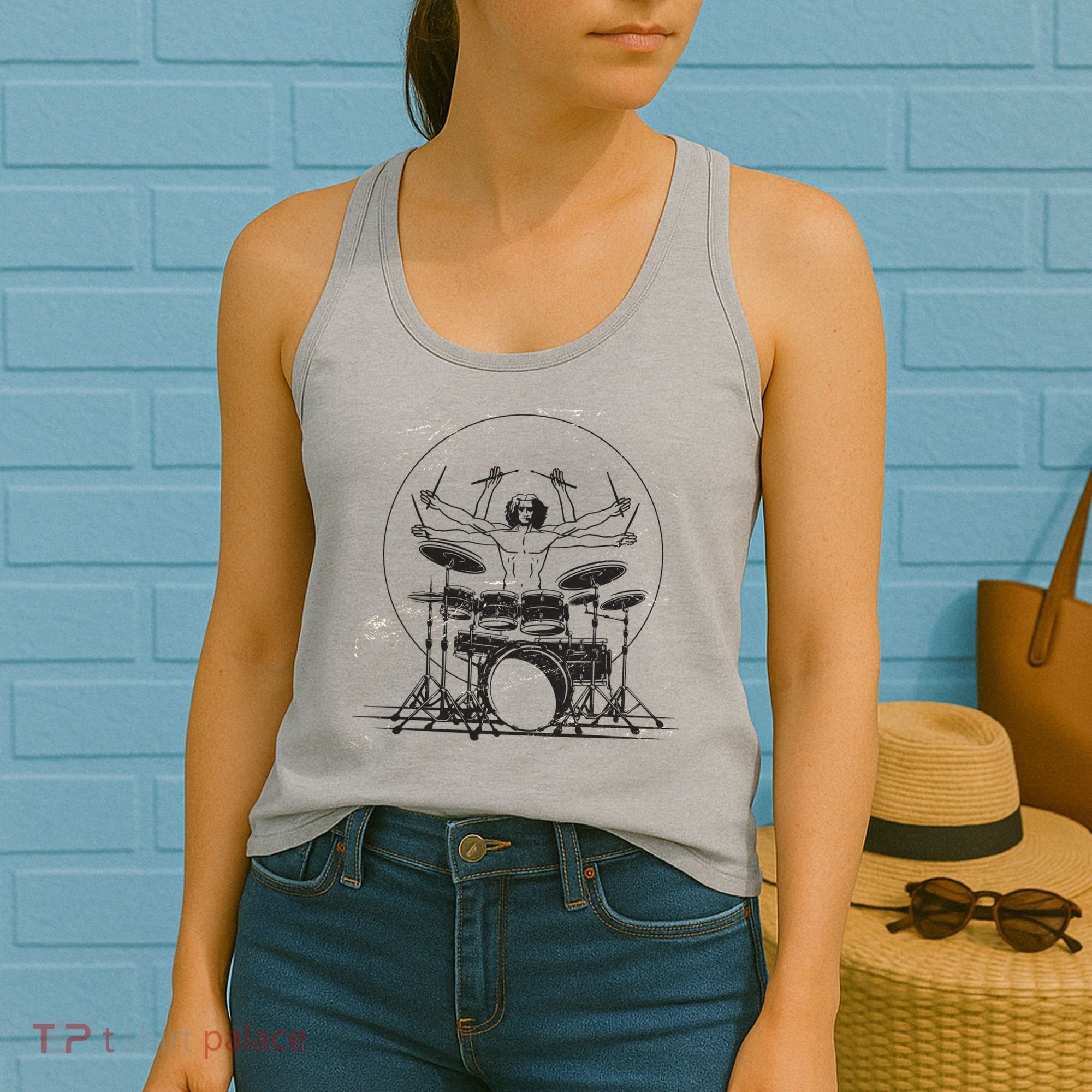 Drummer Playing Rock Band Illustration Women's Tank Top