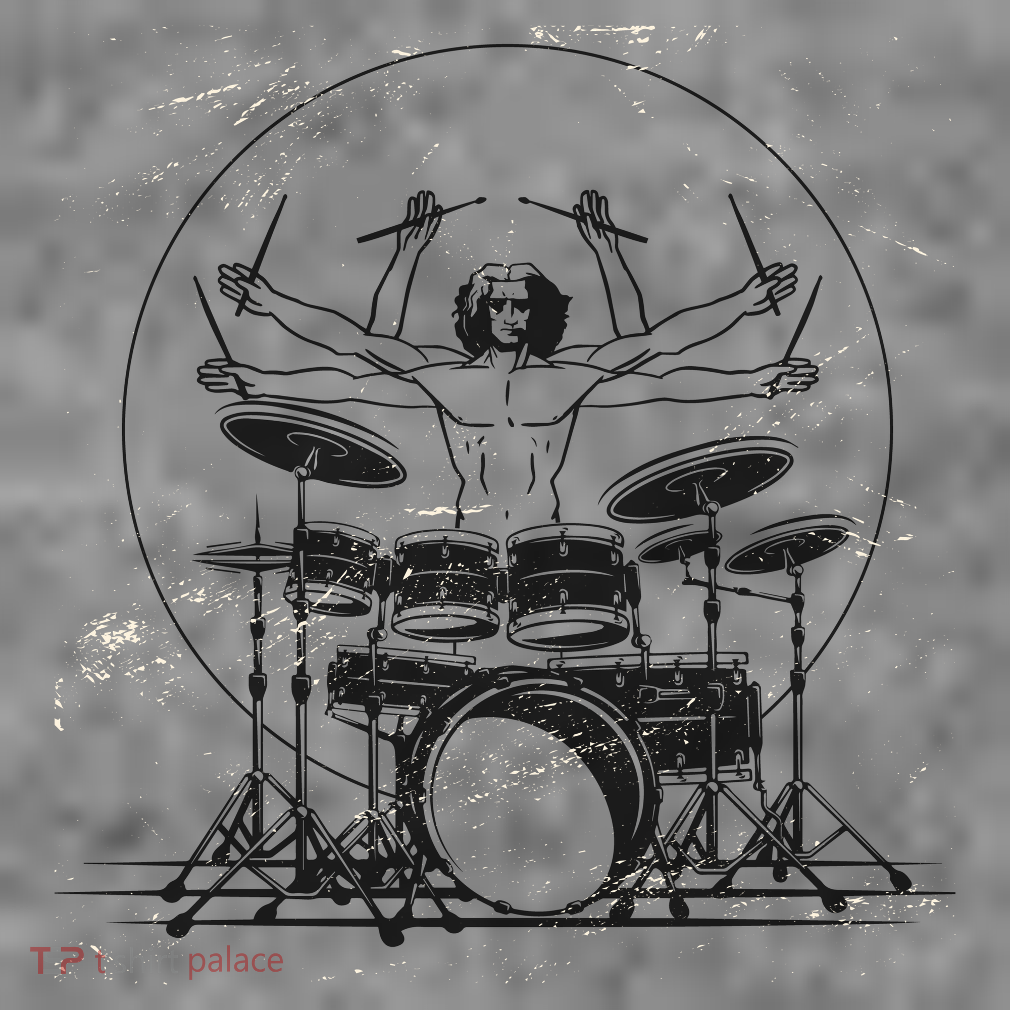 Drummer Playing Rock Band Illustration Baby Bodysuit