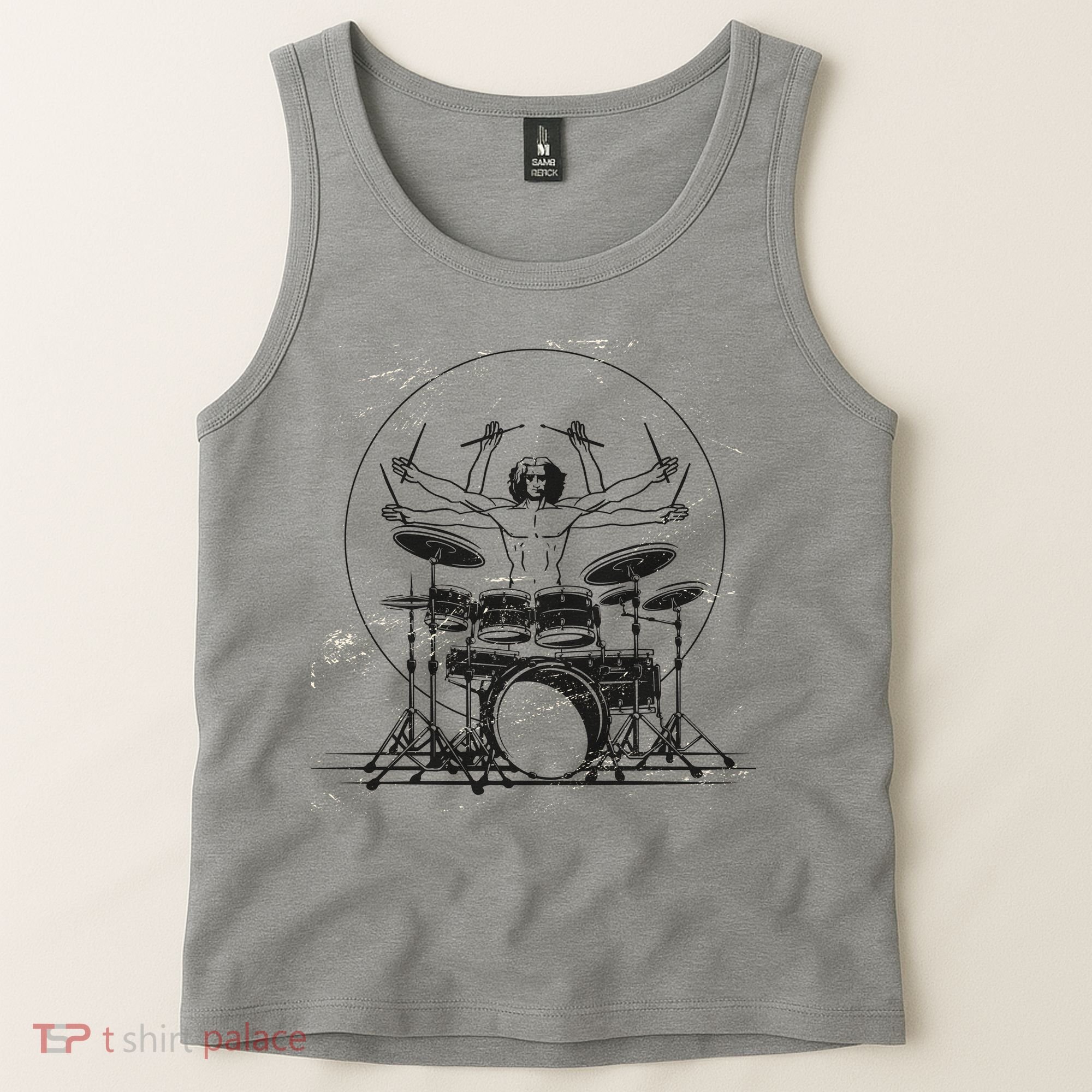 Drummer Playing Rock Band Illustration Tank Top
