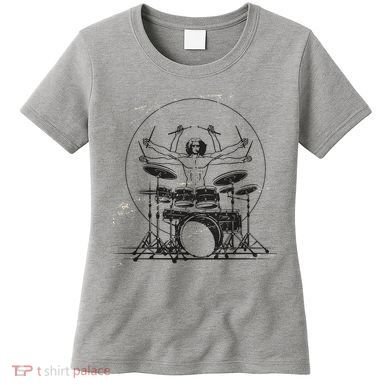 Drummer Playing Rock Band Illustration Women's T-Shirt