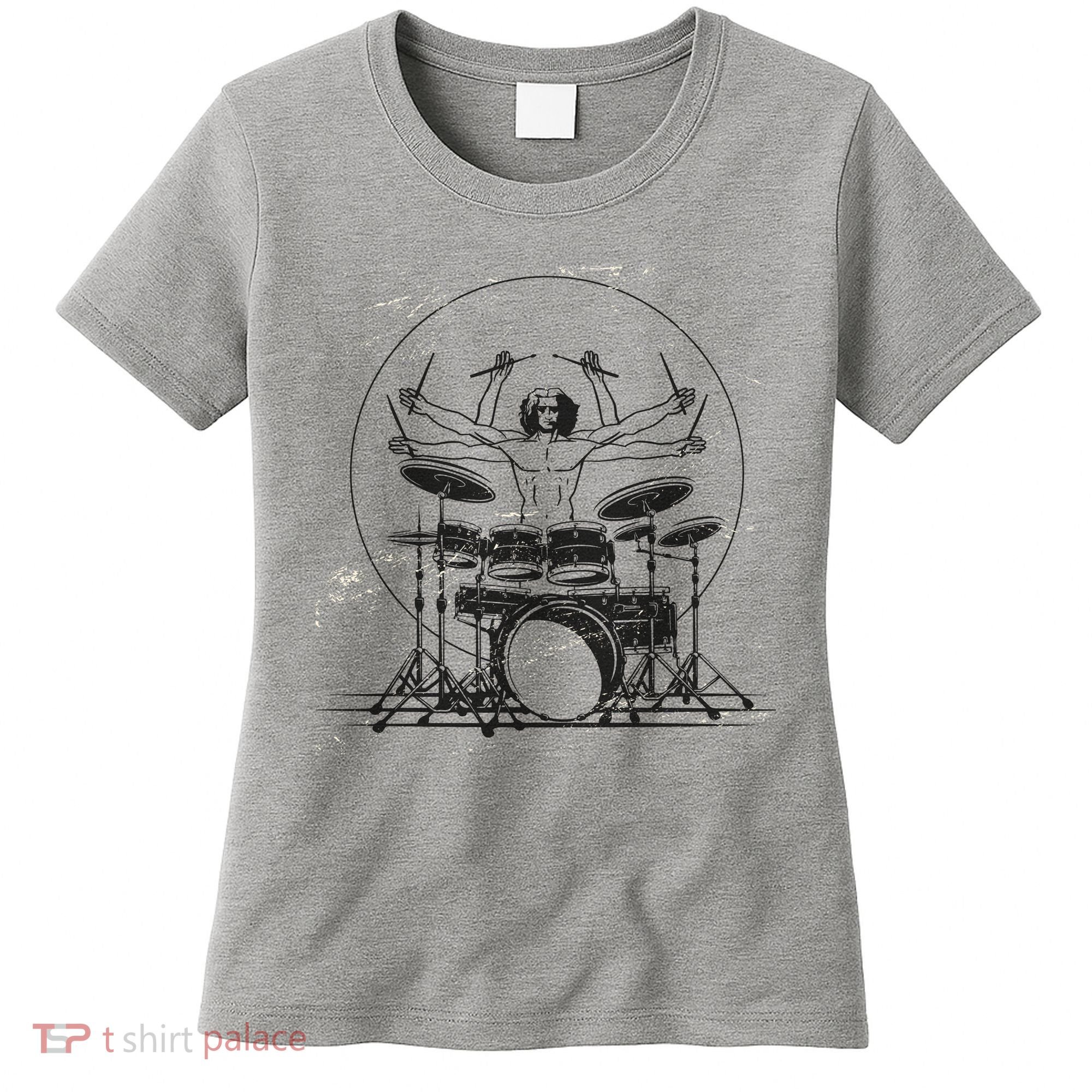 Drummer Playing Rock Band Illustration Women's T-Shirt