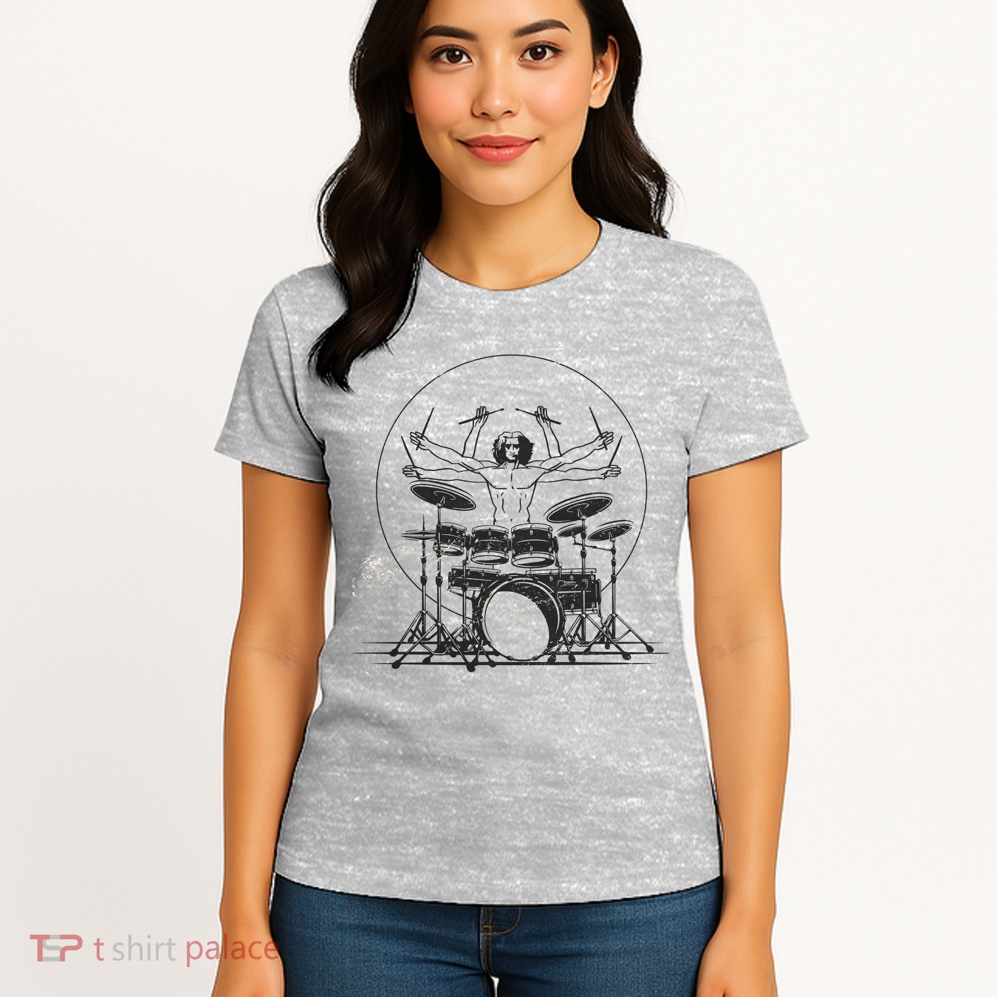 Drummer Playing Rock Band Illustration Women's T-Shirt