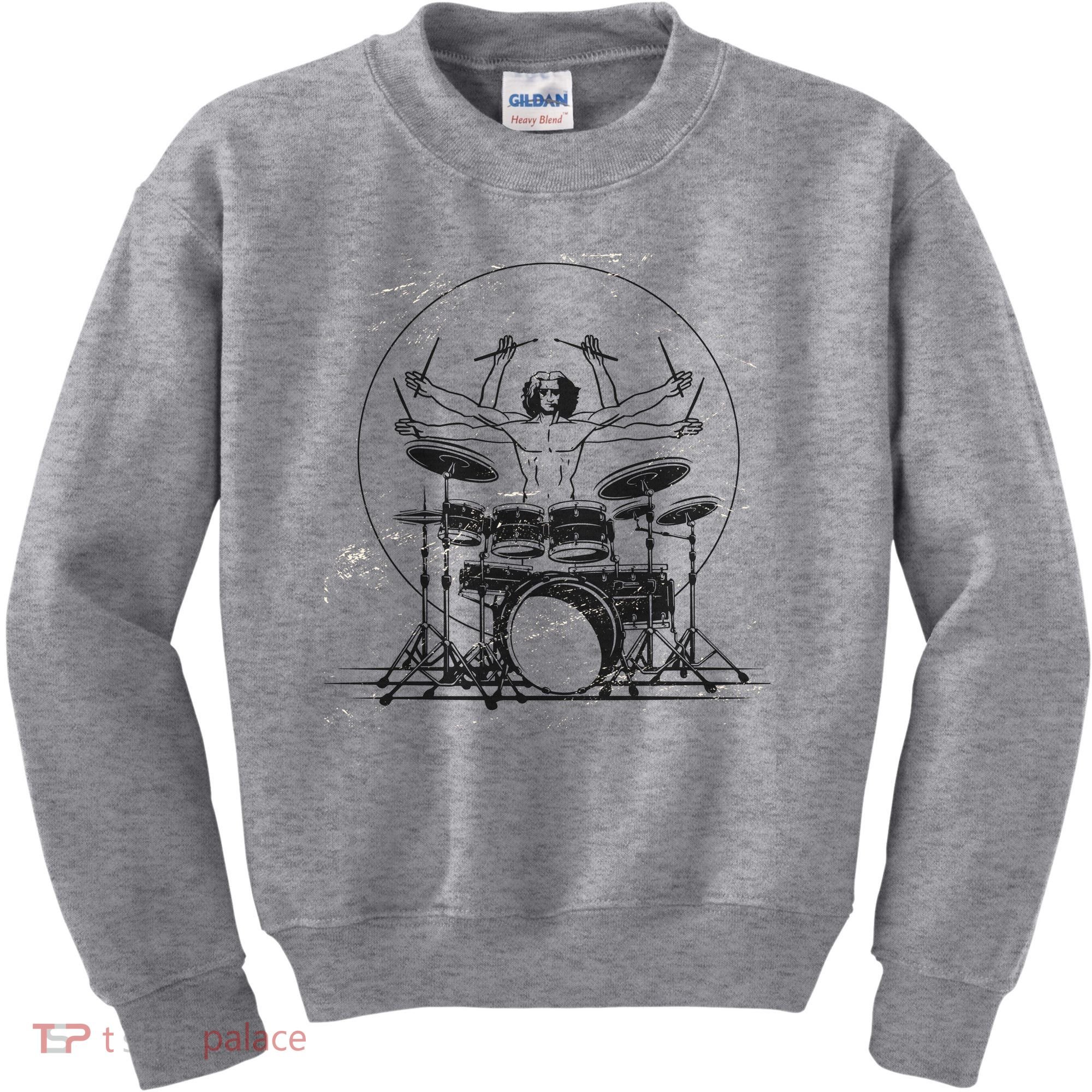 Drummer Playing Rock Band Illustration Kids Sweatshirt