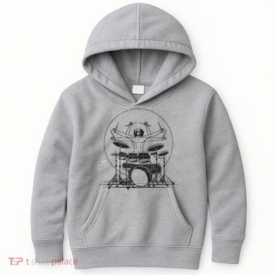 Drummer Playing Rock Band Illustration Kids Hoodie