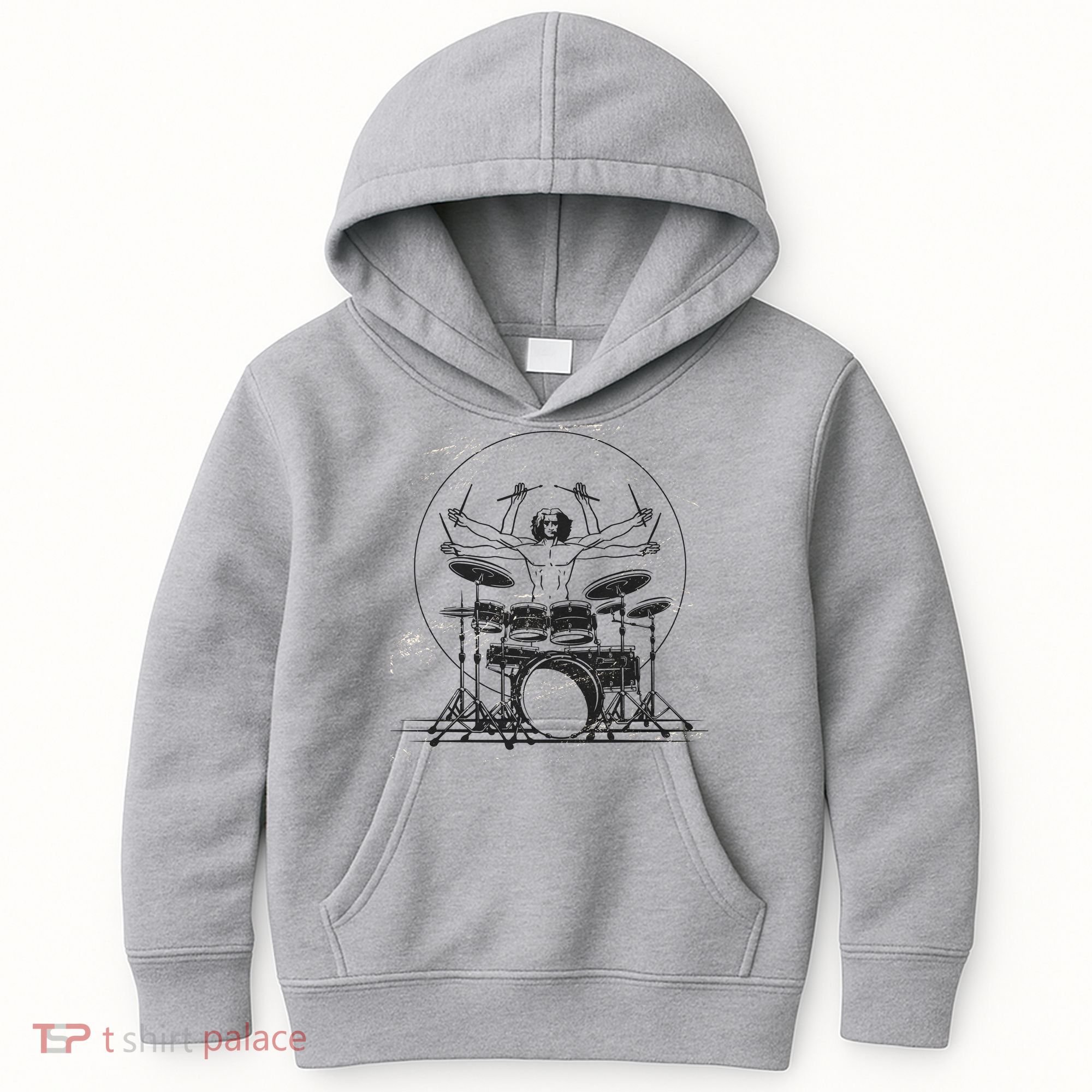 Drummer Playing Rock Band Illustration Kids Hoodie