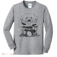 Drummer Playing Rock Band Illustration Kids Long Sleeve Shirt thumb 0