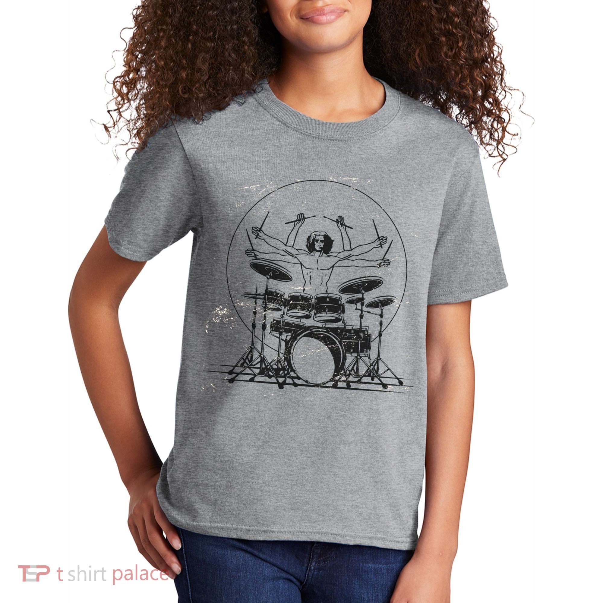 Drummer Playing Rock Band Illustration Kids T-Shirt