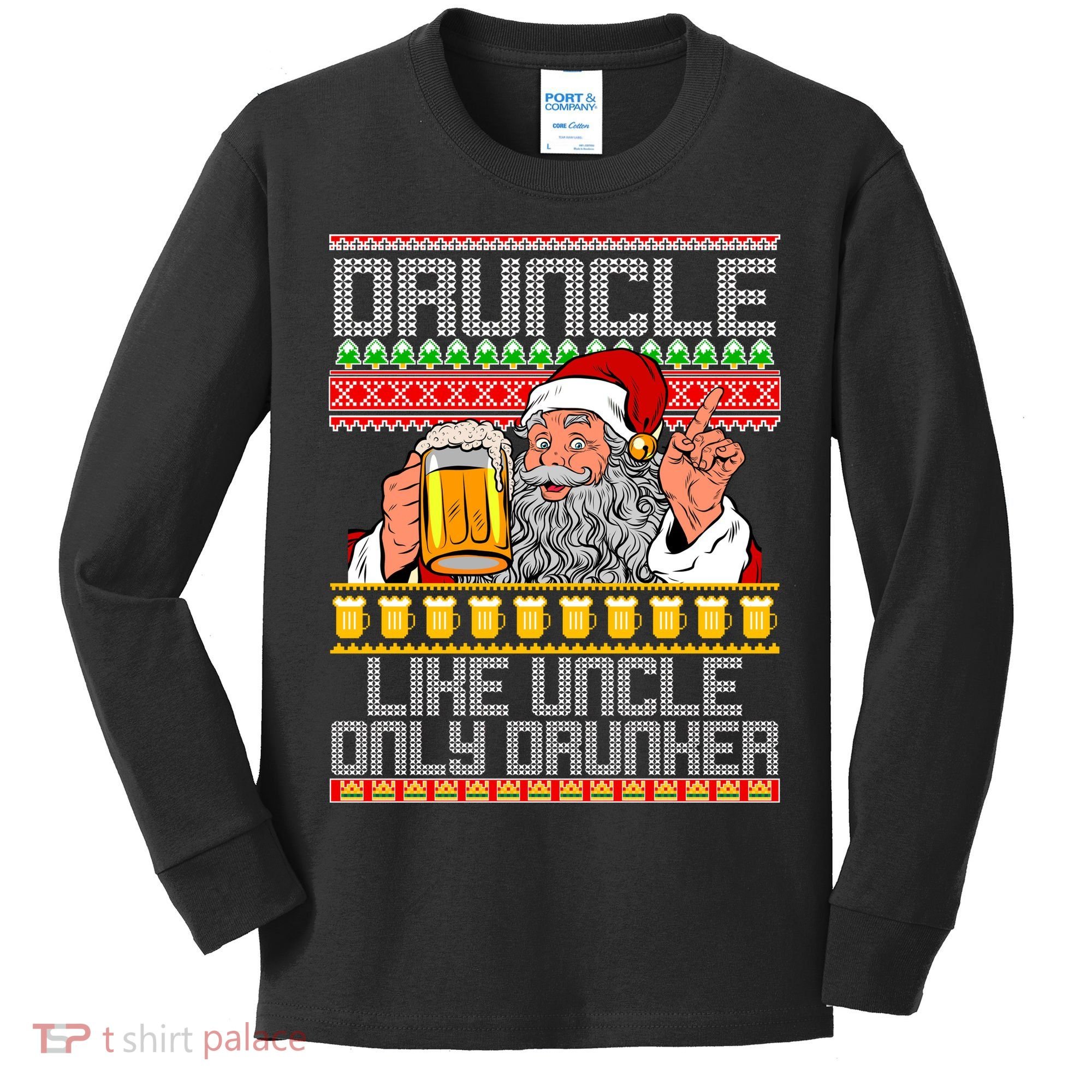 Druncle Like Uncle Only Drunker Ugly Christmas Kids Long Sleeve Shirt