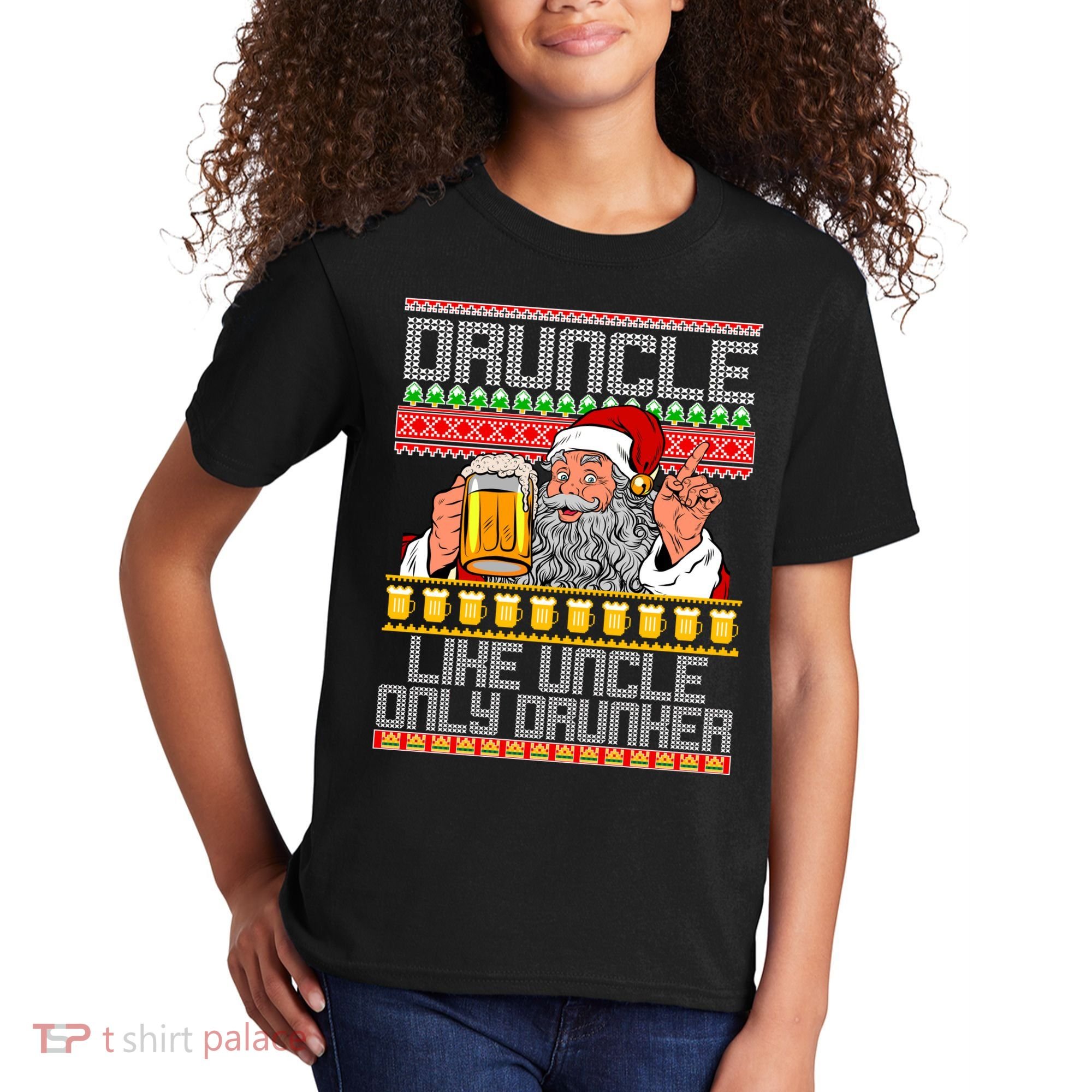 Druncle Like Uncle Only Drunker Ugly Christmas Kids T-Shirt