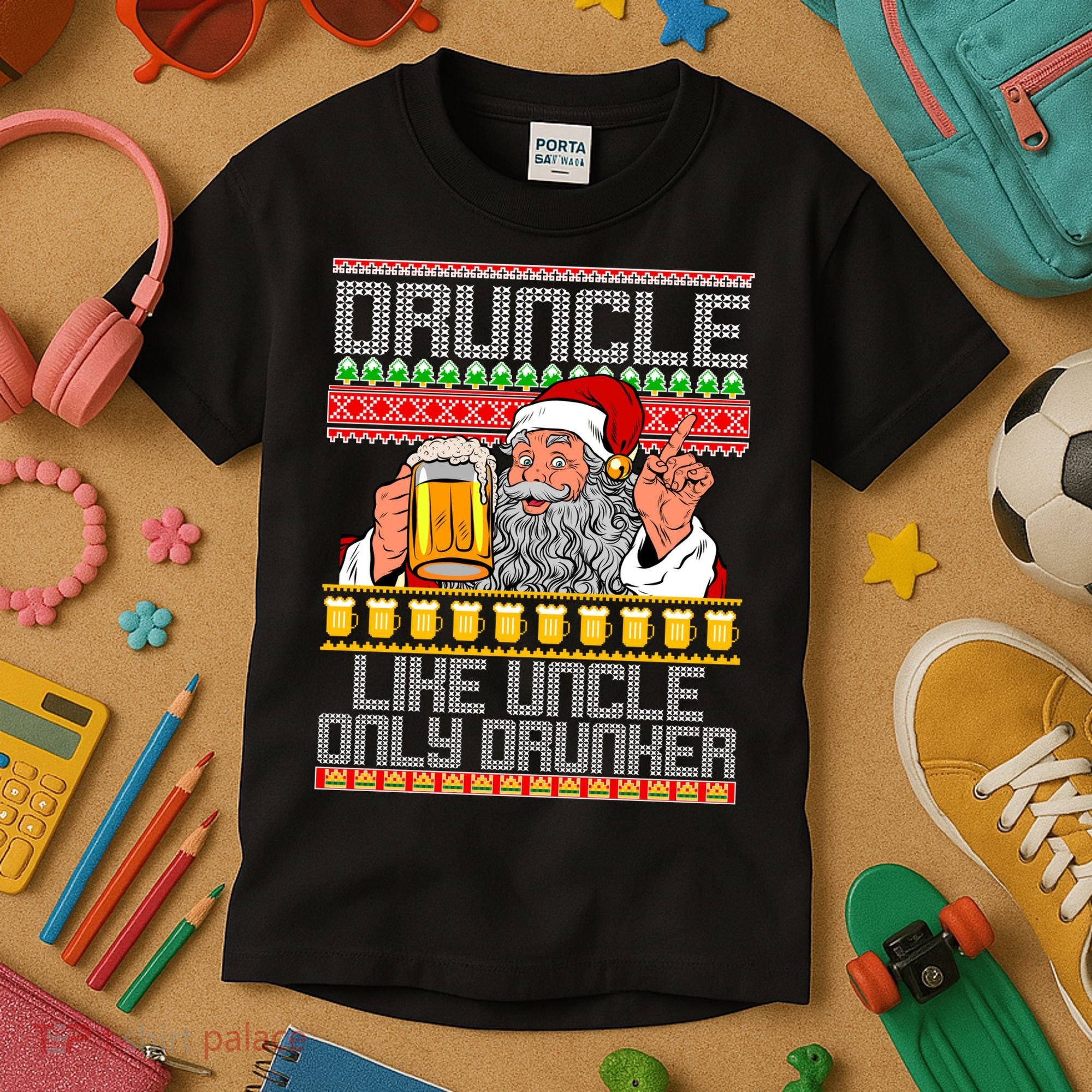 Druncle Like Uncle Only Drunker Ugly Christmas Kids T-Shirt