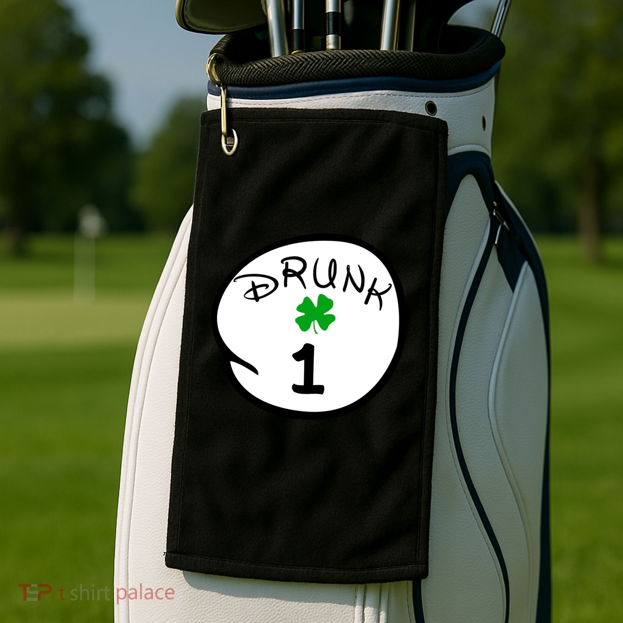 Drunk 1 2 3 4 5 Clover Personalized St Patrick's Day Golf Towel