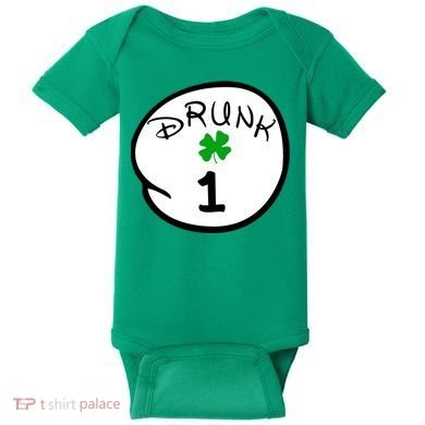 Drunk 1 2 3 4 5 Clover Personalized St Patrick's Day Baby Bodysuit