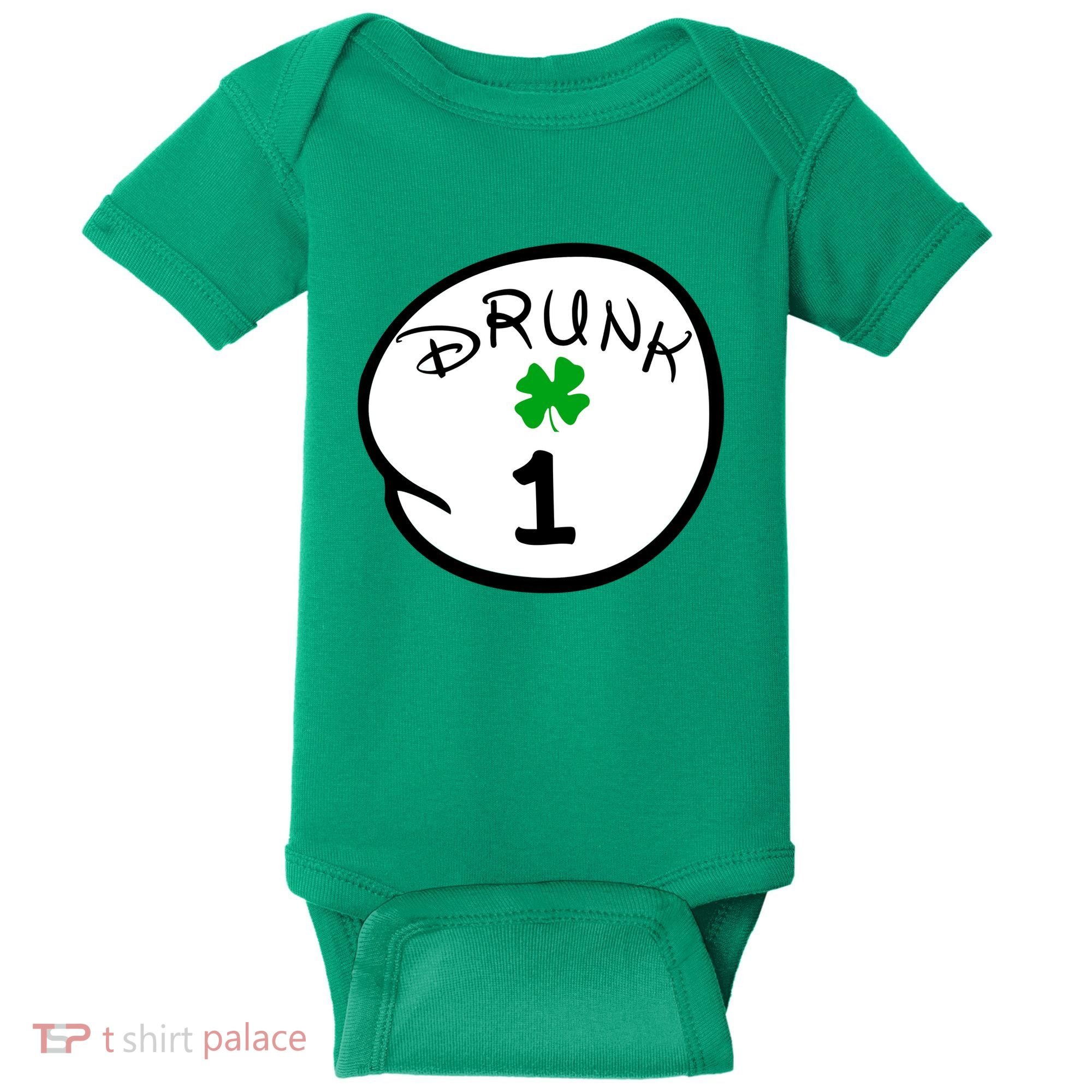 Drunk 1 2 3 4 5 Clover Personalized St Patrick's Day Baby Bodysuit