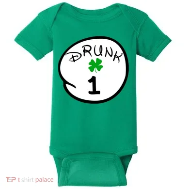 Drunk 1 2 3 4 5 Clover Personalized St Patrick's Day Baby Bodysuit