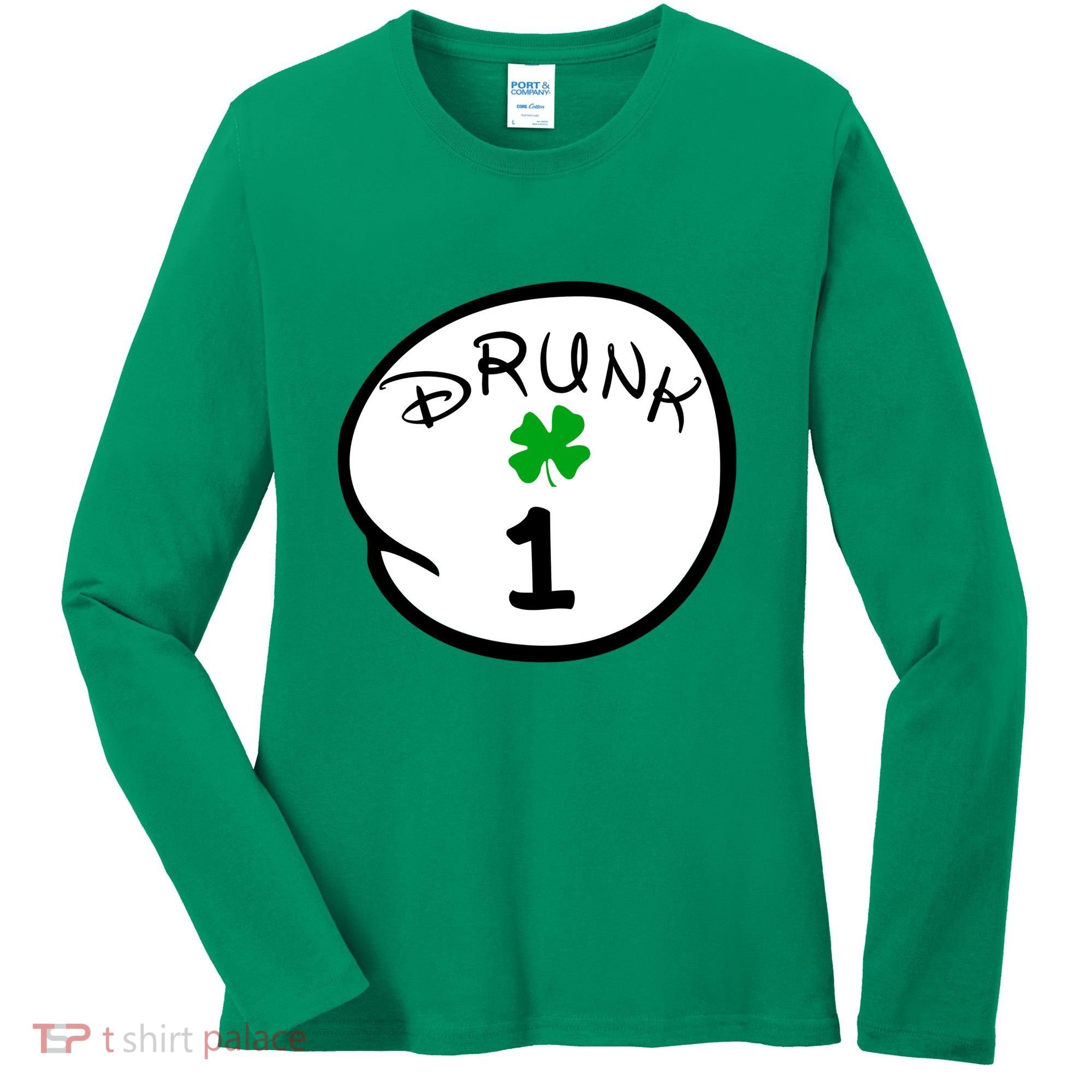 Drunk 1 2 3 4 5 Clover Personalized St Patrick's Day Women's Long Sleeve Shirt