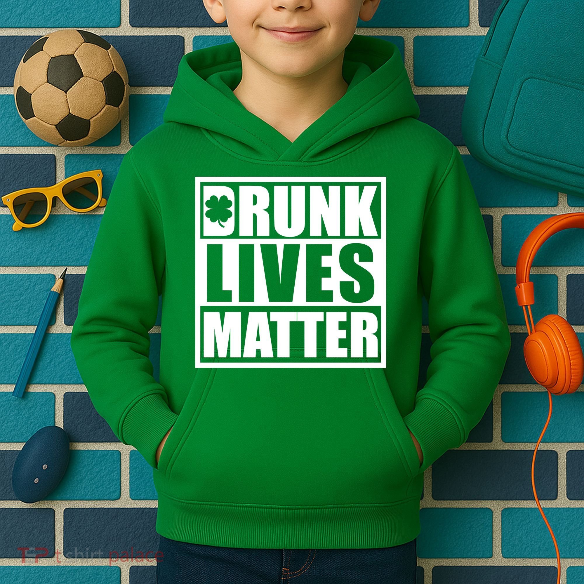 Drunk Lives Matter St. Patrick's Day Funny Saint Pattys Kids Hoodie