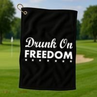 Drunk On Freedom Golf Towel thumb 1