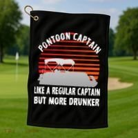 Drunk Pontoon Captain Funny Golf Towel thumb 1