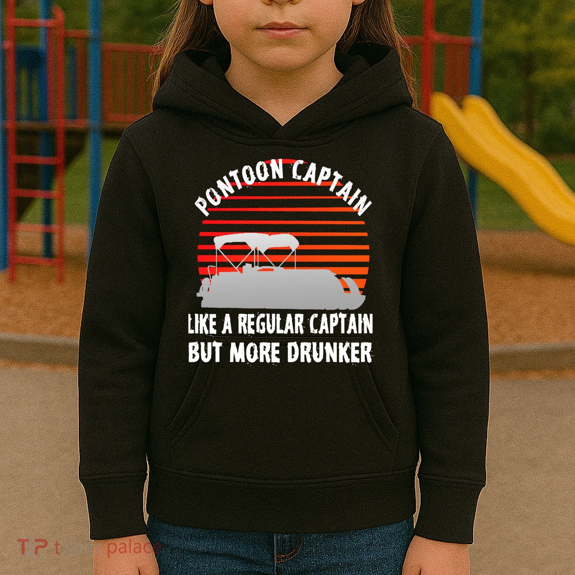 Drunk Pontoon Captain Funny Kids Hoodie