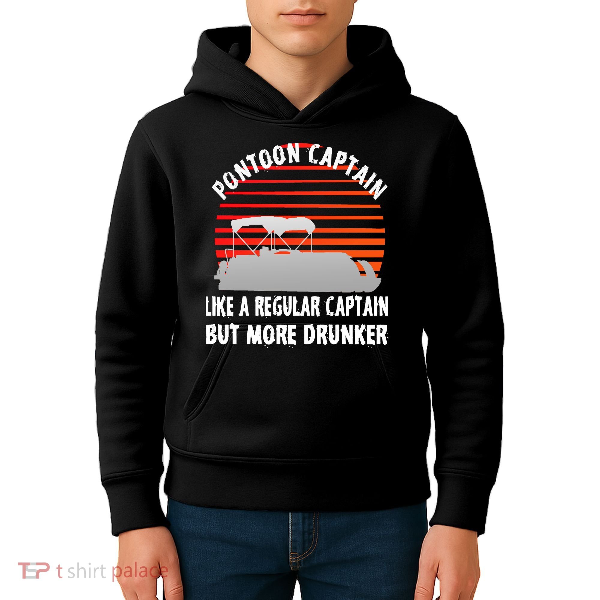 Drunk Pontoon Captain Funny Kids Hoodie