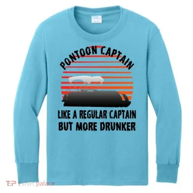 Drunk Pontoon Captain Funny Kids Long Sleeve Shirt
